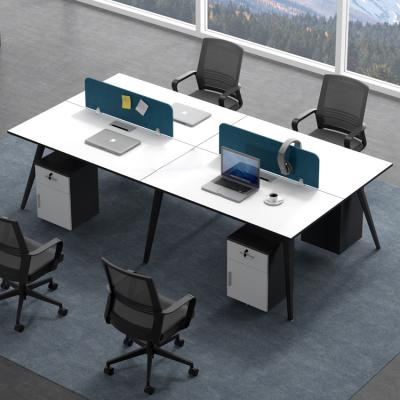 China sustainable & LANRAN 4 People Stable Computer Work Desk White Office Furniture for sale