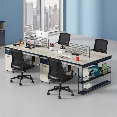 China LANRAN E1 MFC Contemporary Metal Frame 6 Staff Large White Morden Office Furniture for sale