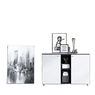 China LANRAN Assembly 2 Doors Office Black White Filing Cabinet Furniture Wooden Office Bookcase for sale