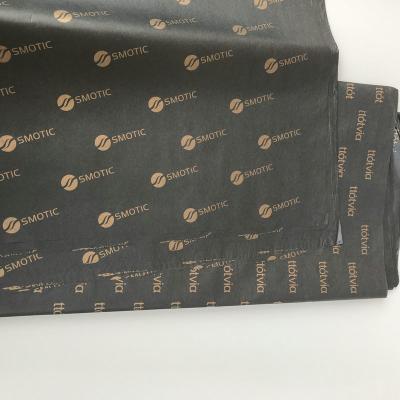 China Good Moisture Resistance Moisture Proof Black Cloth Wrap Paper Custom Logo Printing Gift Wrapping Tissue Wrapping Paper for sale