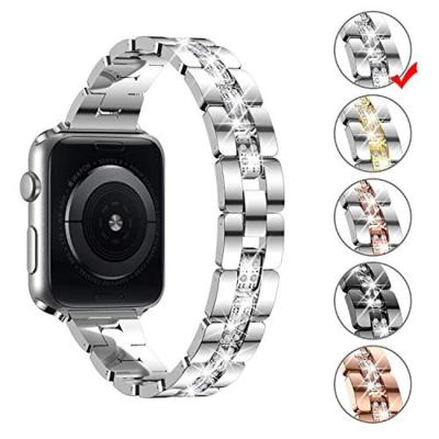 China Luxury Brand Smart Watch Metal Straps 7/6/5/4/3/2/1 41/45mm Stainless Steel Diamond Watches Bands Luxury For Apple Watch Bands for sale