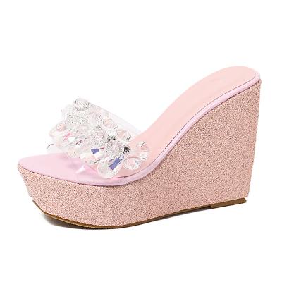 China Fashion Ladies Shiny Breathable Loose Loose Rhinestones Pumps Slip On Comfy Wedges Heel Platform Shoes For Women Wholesale for sale