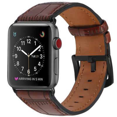 China Fanshion Vintage Luxurious Custom Designer Genuine Leather Watch Strap Crocodile Grain For Apple Watch for sale