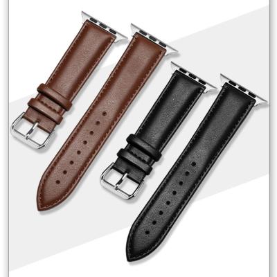 China Luxury Bulk Quantity High Quality Custom Cowhide Brand Genuine Leather Watch Strap For Apple Watch Top Layer Apple Watch Band Leather Strap for sale