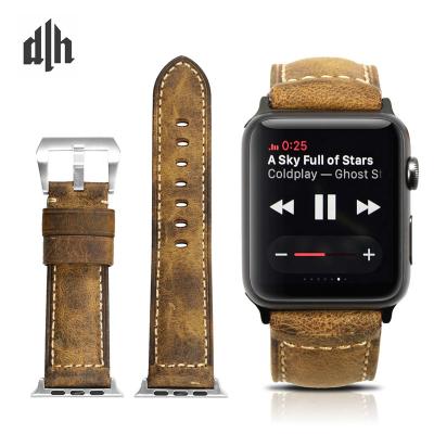 China Retro Brand Luxury Hot Sale Crazy Horse Genuine Leather For Apple Watch Series i 5/4/3/2 Leather Band Strap 44mm Factory for sale