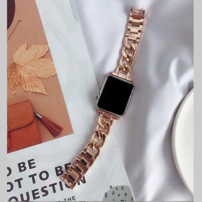 China Luxury Brand Metal Watch Band For iWatch Chain Series 3/2/1 Apple Watch Strap Single Row Denim Steel Band Watch Band 42mm 38mm for sale