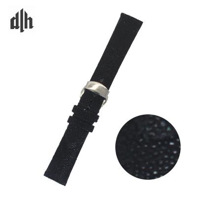 China Fish Leather Changeable Luxury Hot Selling Stingray Black Butterfly Buckle Pearl Skin Genuine Leather Watch Strap Watch Band for sale