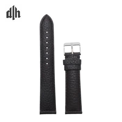 China Wholesale high quantity hot sale black brown leather in running lychee genuine leather watch strap band factory from topcowhide for sale