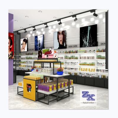 China Guangzhou-ZX Fashion Quality Modern Cosmetic Shop Display Stand Cosmetic Display Cabinet for sale