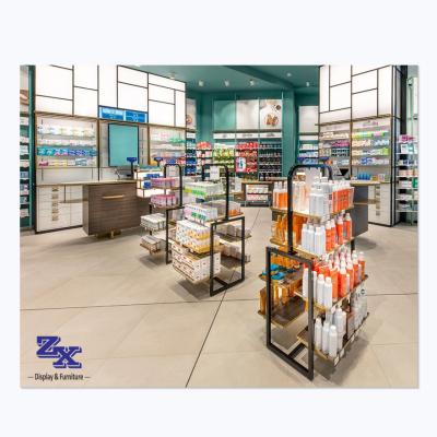 China Guangzhou zhongxin pharmacy cosmetic shelf cosmetic display cabinet skin care display cabinet rack for sale