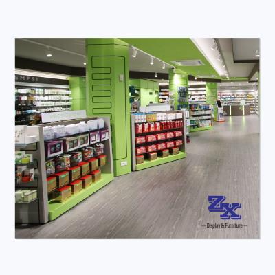 China Guangzhou zhongxin pharmacy shop fitting shelves health store furniture cosmetic display cabinet for sale