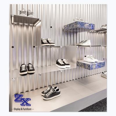 China Shoe Display Solution Sports Shoes Display Racks Shoes Shop Home Decor Wooden Shoes Display Rack for sale