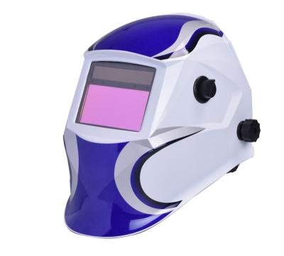 China Large Mask Welding OEM/CE EN379 Screen Solar Power Auto Darkening Welding Helmet For ARC CAT MIG Welding KM9000 110*90*9mm for sale