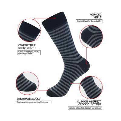 China Customized Logo Solid Color Cotton QUICK DRY Knitted Striped Crew Crew Socks Business Dress Socks For Men for sale