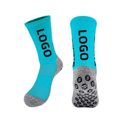 China Manufacturers QUICK DRY Athletic Thick Cushion Breathable Mesh Forming Anti Slip Soccer Socks Custom Grip Socks for sale