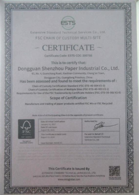 FSC - Dongguan Shenzhou Paper Co., Ltd.