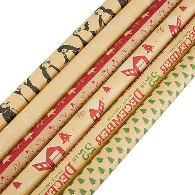 China Christmas Wrapping Paper, 6 Kraft Holiday Designs (30 x 120 In, 6 Pack) for sale