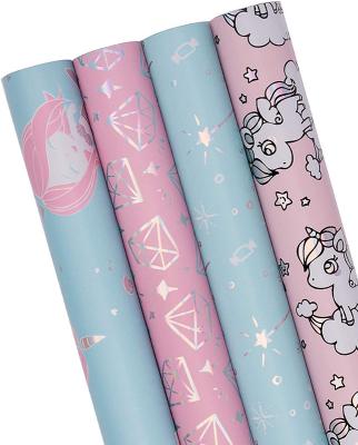 China Custom Printed Wrapping Paper Roll Gift Wrapping Paper Manufacturer Roll wrapping paper with Colorful Foil for sale