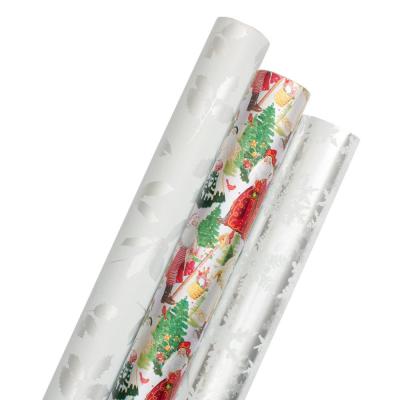 China Silver Santa Custom Printed Wrapping Paper Roll Gift Wrapping Paper Manufacturer Roll wrapping paper en venta