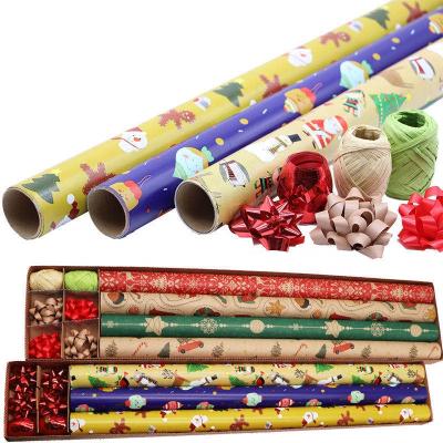 China Custom Design Elegant Christmas Gift Decorative Kraft Paper Wrapping Paper With Logo for sale