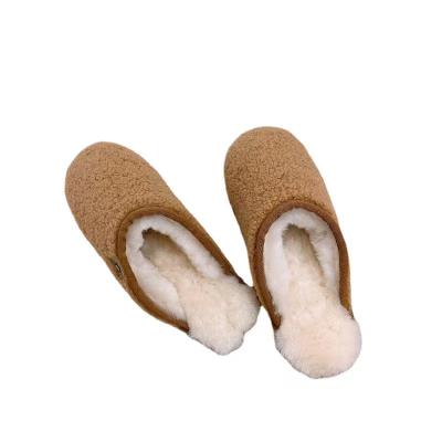 China Hotsale High Quality Flat Indoor Slippers Real Fashion Trend Designer Sheepskin Fur Slippers for sale