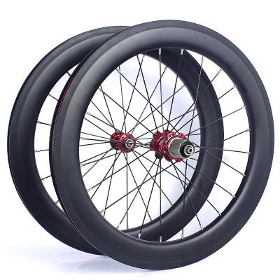 China Foldable bicycle wheelset 20inch 406/451 Novatec A511/F372SB VBrake 74X130MM foldable bike carbon fiber bicycle wheel for sale