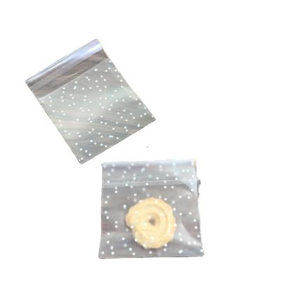 China Barrier Cookie Dessert Bag Candy Dessert Opp Bag Packaging White Dot Translucent Frosted Self Adhesive Bag for sale