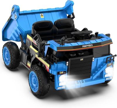 China Music player ride on dump truck with remote control, electric dump bed and extra shovel, ride on construction vehicle for sale