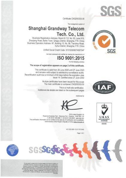 ISO9001 - Shanghai Grandway Telecom Tech. Co., Ltd.