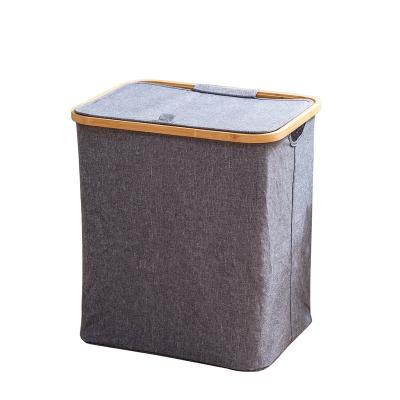 China Storage Clothes and Kids Toys Folding Laundry Basket with Lid Dirty Clothes Hamper with Handle Bamboo Laundry Basket for sale