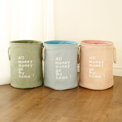 China Canvas Fabric Folding Laundry Bag Folding Waterproof Storage Baskets And Moistureproof Laundry Basket For Bedroom for sale