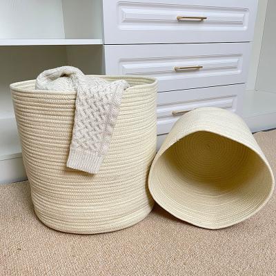 China New Large Cotton Books 2022 Toys Toys Clothes Storage Rope Foldable Laundry Basket for sale