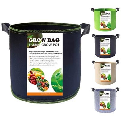 China Pastoral Resistant Thickened Nonwoven Potted Plant Air Vent Fabric Grow Bag With Reinforced Handles For Gardening for sale