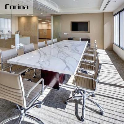 China Adjustable (Height) Customized Modern White Acrylic Stone Office Table for sale