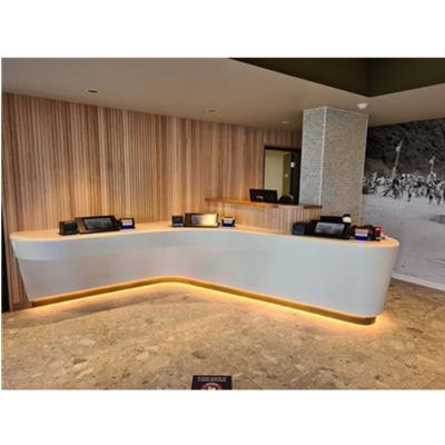 China Modern Design Front Counter Hotel LED Light White Unique Acrylic Solid Outdoor Receptions for sale