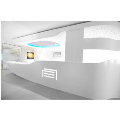 China Modern Design Modern Design Counter Service Desk Large Front White Solid Acrylic Hospital Large Receptions for sale