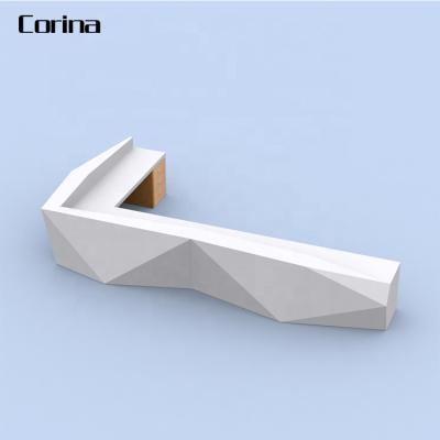 China Contemporary Luxury Office Front Counter Design White Modern Led Reception Design for sale