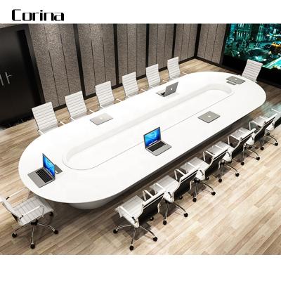 China Modern Durable Acrylic Conference Room Table With White Power Outlets Design Luxury Marble Top Conference Table for sale