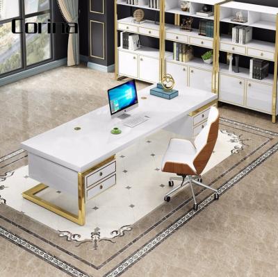 China White Gold Joint Durable Seamless Modern Metal Tender Executive Table Commercial Desk for sale