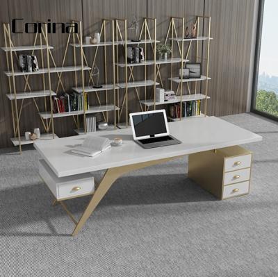 China Modern White Metal Adjustable Home Office Furniture Executive CEO Boss Manger Desk Table (Height) for sale