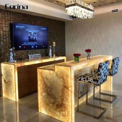 China Contemporary Design High Quality Custom Restaurant Bar Counter Modern Design Style Translucent Stone Bar Counter for sale