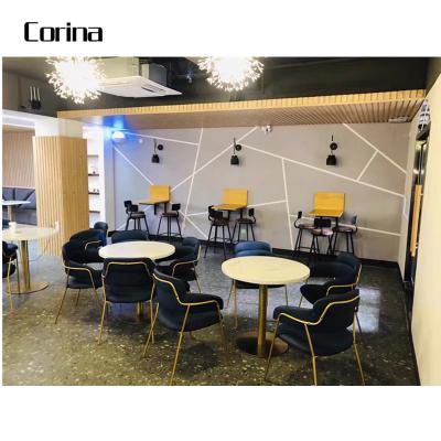 China Square Modern Stainless Steel Restaurant Modern Dining Table Set Round Fast Food Gold Marble Dining Tables for sale