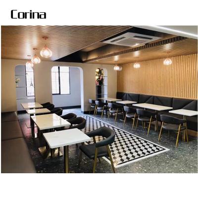 China Modern Square Round Gold Stainless Steel Table Leg Restaurant Marble Black Dining Tables for sale