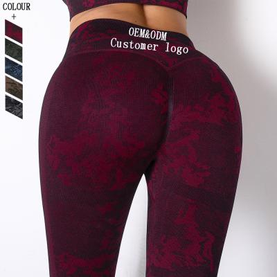 China Yoga 2021 High Waist Yoga Pants Breathable Seamless Camouflage Gym Leggings Legging With Custom Logo for sale