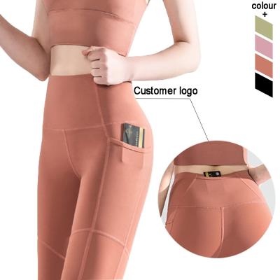 China Breathable Client Logo Gym Workout High Waist Yoga Fitness Leggings With Pockets for sale