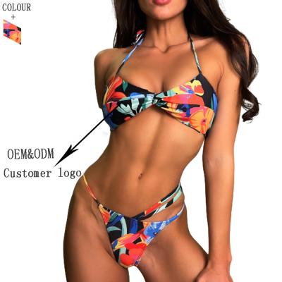 China 2021 Summer Breathable Swimwear and Beach Wear 2 Piece Swimsuit Flower Bikini for Women for sale