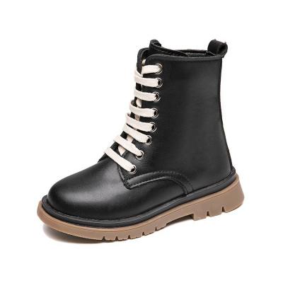 China New Design Round Popular Wax Round Chelsea Boot Children Kids Shoes Leather Black Boot for sale