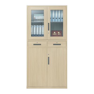 China Factory Supply Adjustable Steel Cabinet (Size) Glass Doors Light Metal Wood Storage File Cabinet with Two Drawers for sale