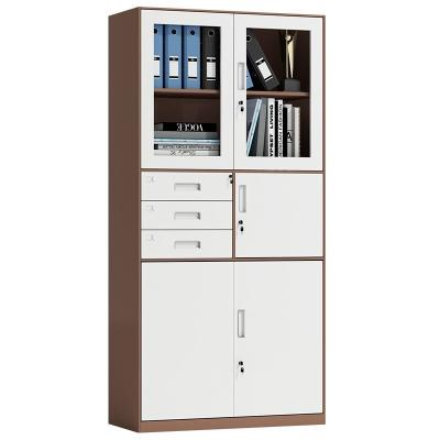 China (Size) Office Furniture Brown Mix White Metal Cabinet Adjustable Steel File Cabinet With Safe Box for sale