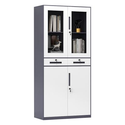 China Gray Mix White Metal Direct Glass Doors Office Furniture Cabinet Adjustable (Size) Manufacturer With Drawers for sale